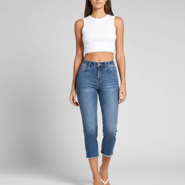 Damskie jeansy mom fit z denimu o skróconym kroju