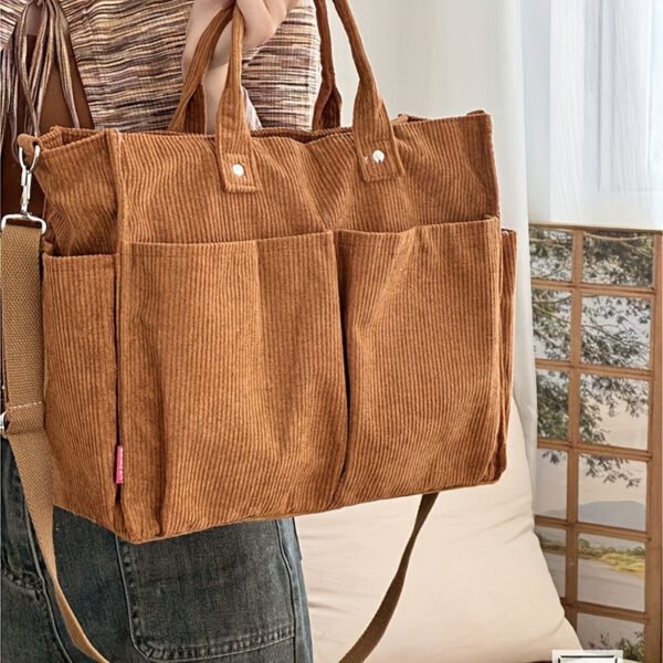 Duża damska torba shopper z dwiema przednimi kieszeniami
