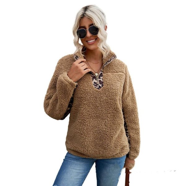 Ciepła damska bluza z polaru teddy w panterkę