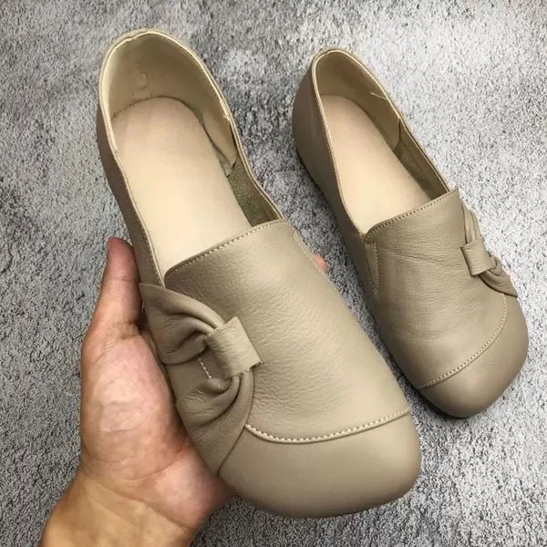 Damskie skórzane loafersy wsuwane w stylu casual