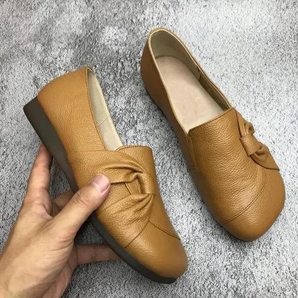 Damskie skórzane loafersy wsuwane w stylu casual