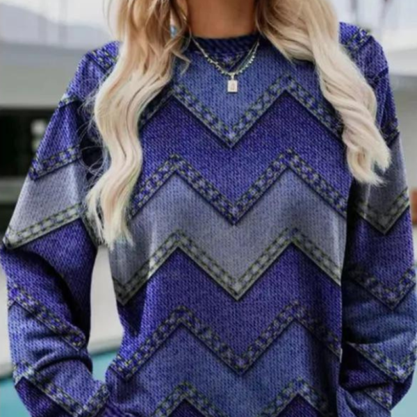 Damski sweter z dzianiny w jodełkowy wzór