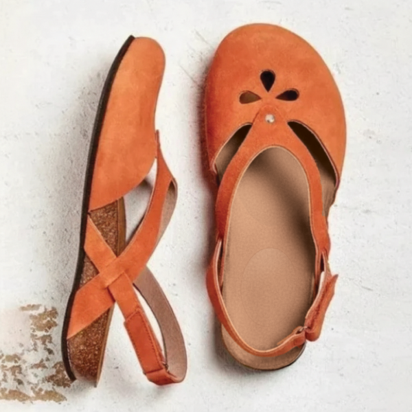 Damskie sandały slingback z zabudowanym noskiem i płaską podeszwą