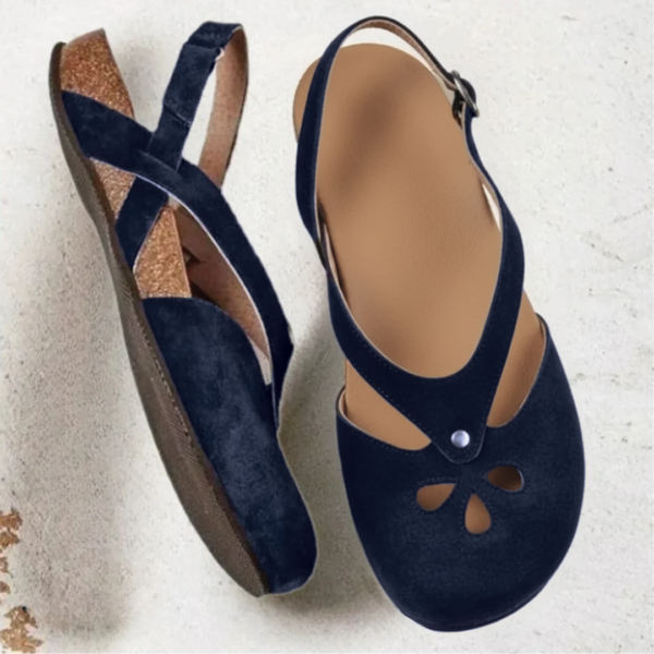 Damskie sandały slingback z zabudowanym noskiem i płaską podeszwą